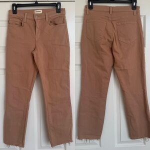 L’AGENCE High Waist Raw Hem Straight Leg Pants Jeans‎ Pink Dust Size 25